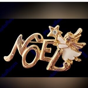 Vintage STEINMETZ SFJ signed Noel diamond angel brooch pin perfect condition